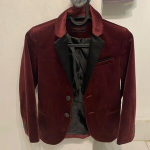 Burgundy velvet blazer for boys
